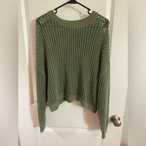 Olive green open knit sweater